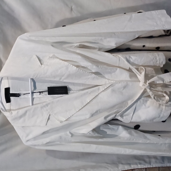 Lane Bryant OFF WHITE Stretch Linen JACKET, belted - NWT, Sz 14, pockets - Picture 1 of 5